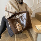 Women’s tote bag with high-quality faux leather and practical interior-https://detail.1688.com/offer/999454802196.html-Calm Wears-Braun-Size: With pendant-Calm Wears