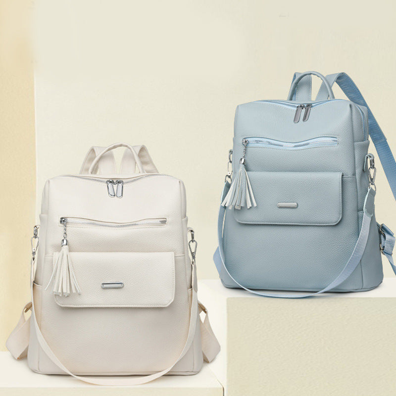 Stylish Multi-Pocket Leather Backpack  1788673935