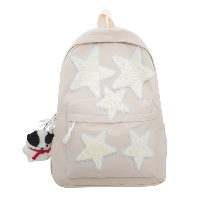 Star-Embroidered Casual Backpack
