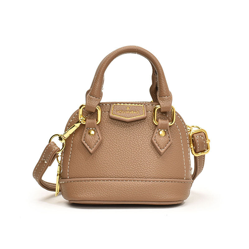 Women’s mini hobo bag made of textured synthetic leather with golden accents-https://detail.1688.com/offer/808008920548.html-Calm Wears-Gray-nothing-Calm Wears