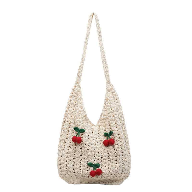 Women Handmade Shoulder Bag with Playful Fruit Appliqués-https://detail.1688.com/offer/1013988186399.html-Calm Wears-Khaki-nothing-Calm Wears
