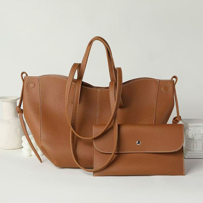 Ladies Tote Bag with practical interior pocket and detachable wallet-https://detail.1688.com/offer/869288444309.html-Calm Wears-Braun-428525-Calm Wears