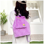 Plush Backpack with Colorful Appliqués