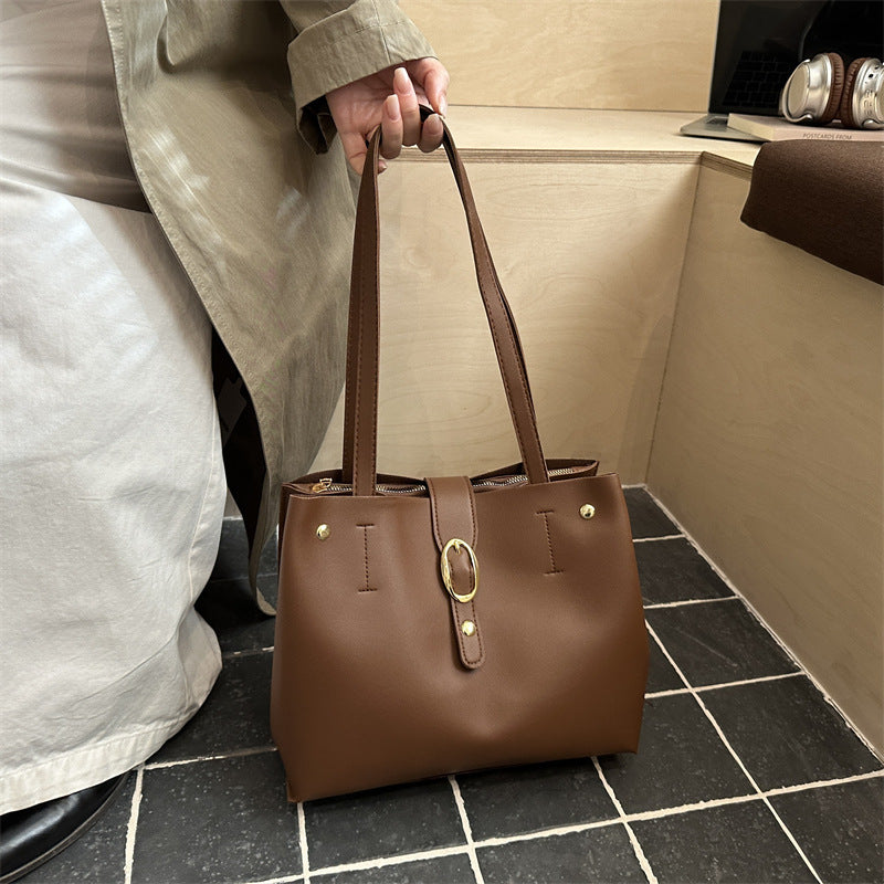Structured Leather Tote Bag
