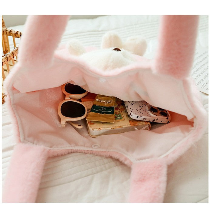 Plush Shoulder Bag with Cute Bear Design