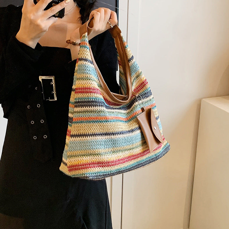 Colorful shoulder bag made of cotton with a practical additional pocket-taschenschmied20260417-Calm Wears-Blue-Calm Wears