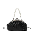 Elegant Clutch Handbag with Pearl Chain