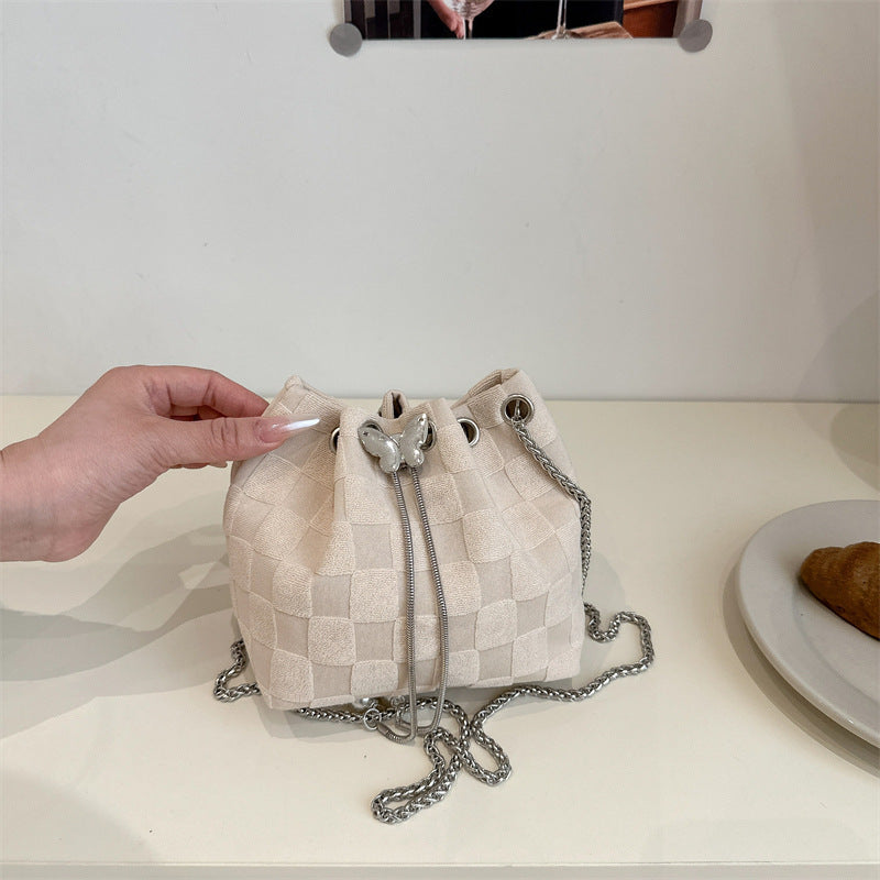 Elegant Woven Drawstring Mini Handbag