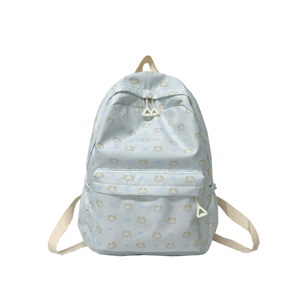 Cute backpack with embroidered cat motif