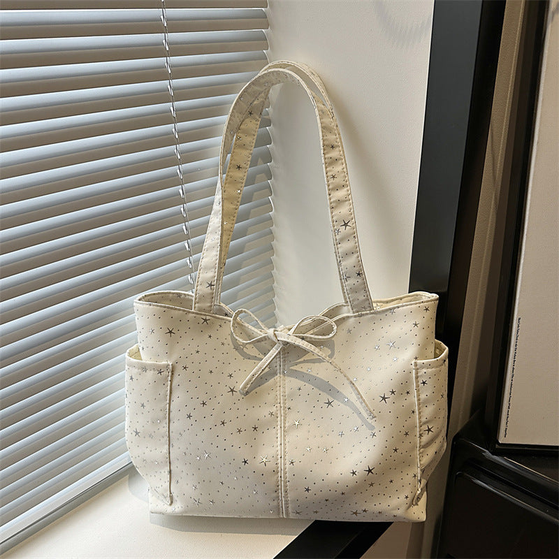 Women's Tote Bag with Sparkling Star Design-https://detail.1688.com/offer/1043998999749.html-Calm Wears-White-nothing-Calm Wears