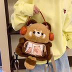 Plush Shoulder Bag in Bear Design