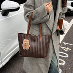 Woven Leather Shoulder Tote Bag