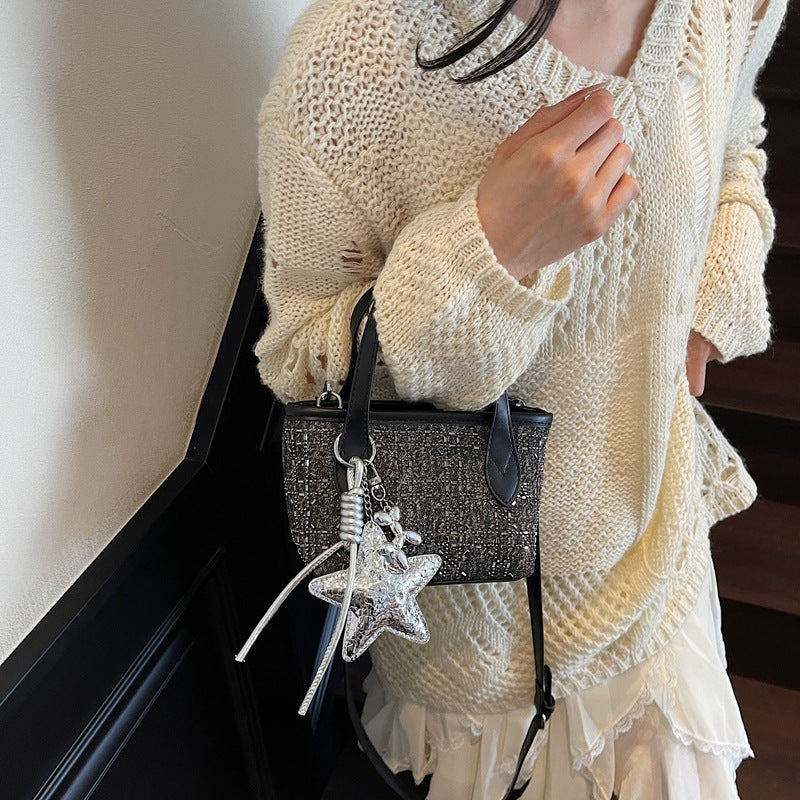 Women's mini handbag with sparkling star pendant