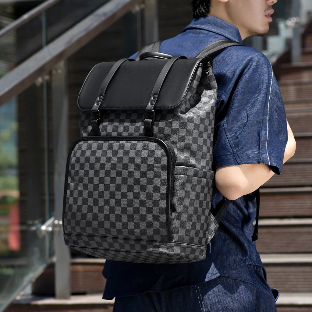 Stylish Checkerboard Pattern Backpack