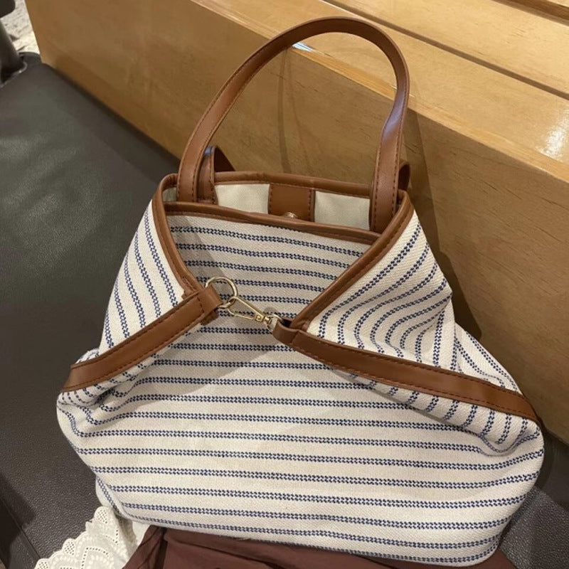Striped Canvas Tote Bag