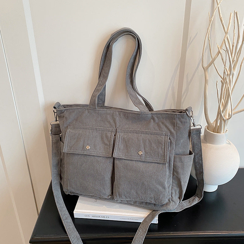 WoSpacious Corduroy Utility Tote Bag