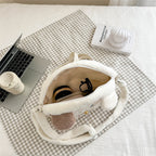 Plush handbag with transparent window