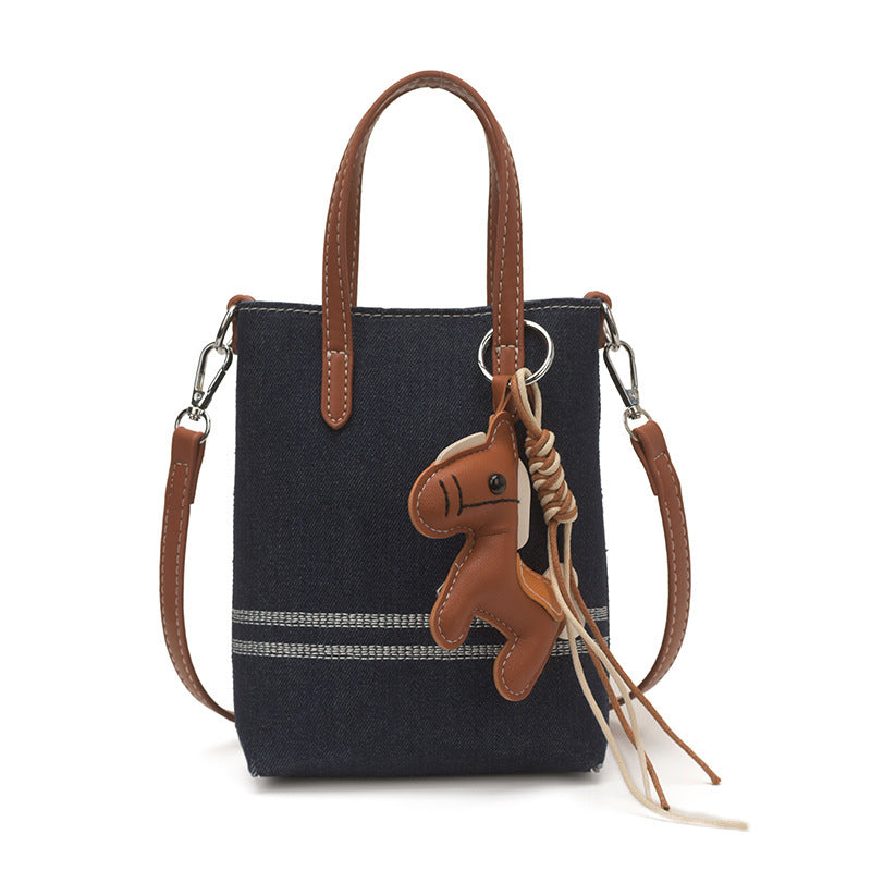 Ladies Mini Shopper Bag with Cute Animal Charm