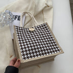 Ladies Jute Bag in classic Houndstooth pattern-https://detail.1688.com/offer/710679752572.html-Calm Wears-Orange-nothing-Calm Wears