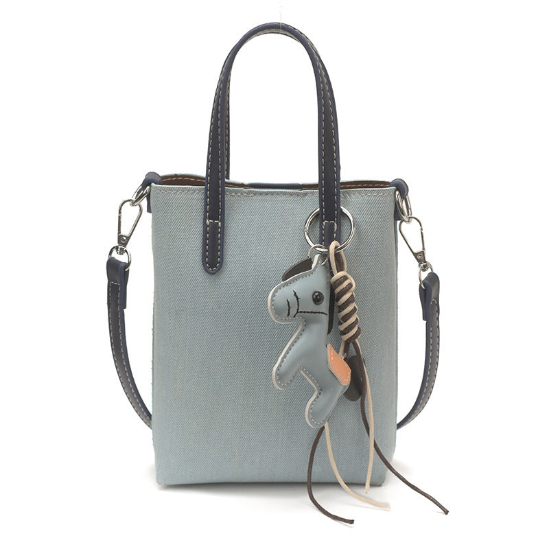 Ladies Mini Shopper Bag with Cute Animal Charm