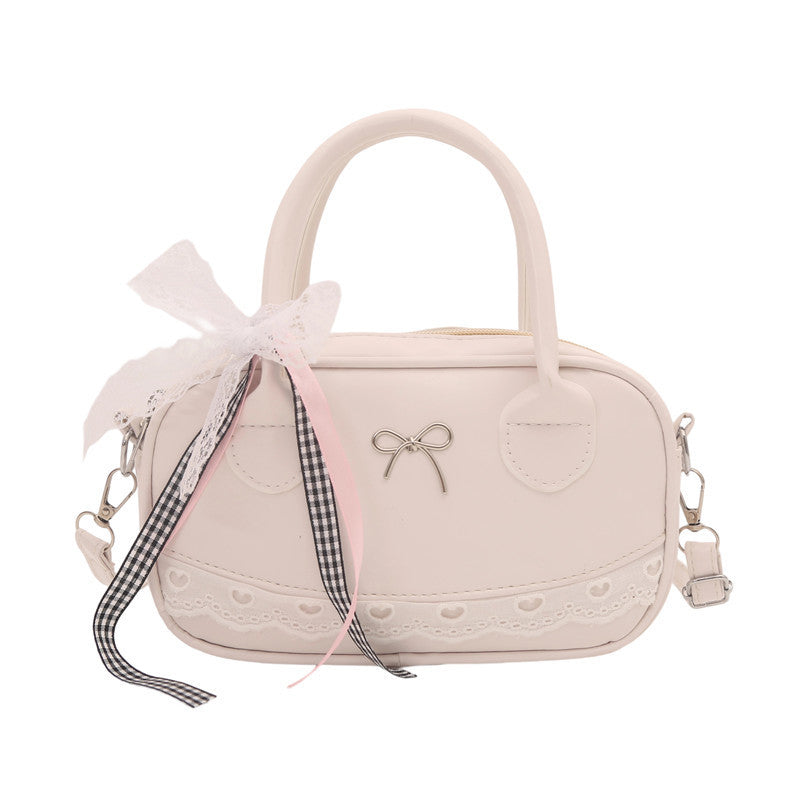 Elegant Lace-Trimmed Bow Handbag