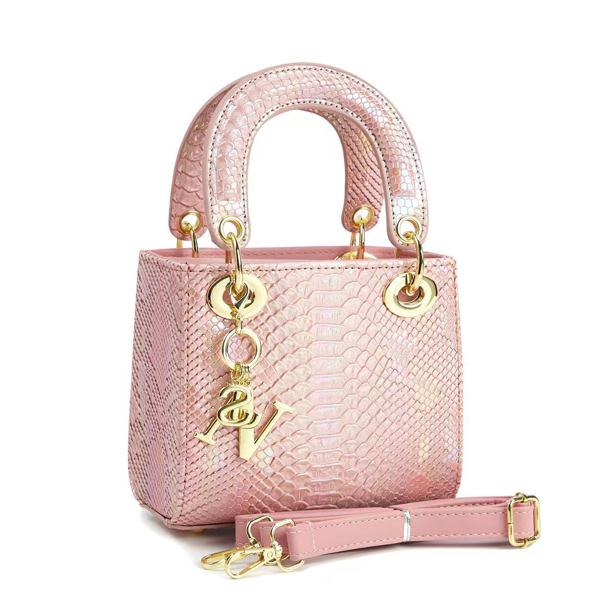 Ladies elegant mini handbag in modern snakeskin look with removable shoulder strap-https://detail.1688.com/offer/1041274952074.html-Calm Wears-Rosa-18-Calm Wears