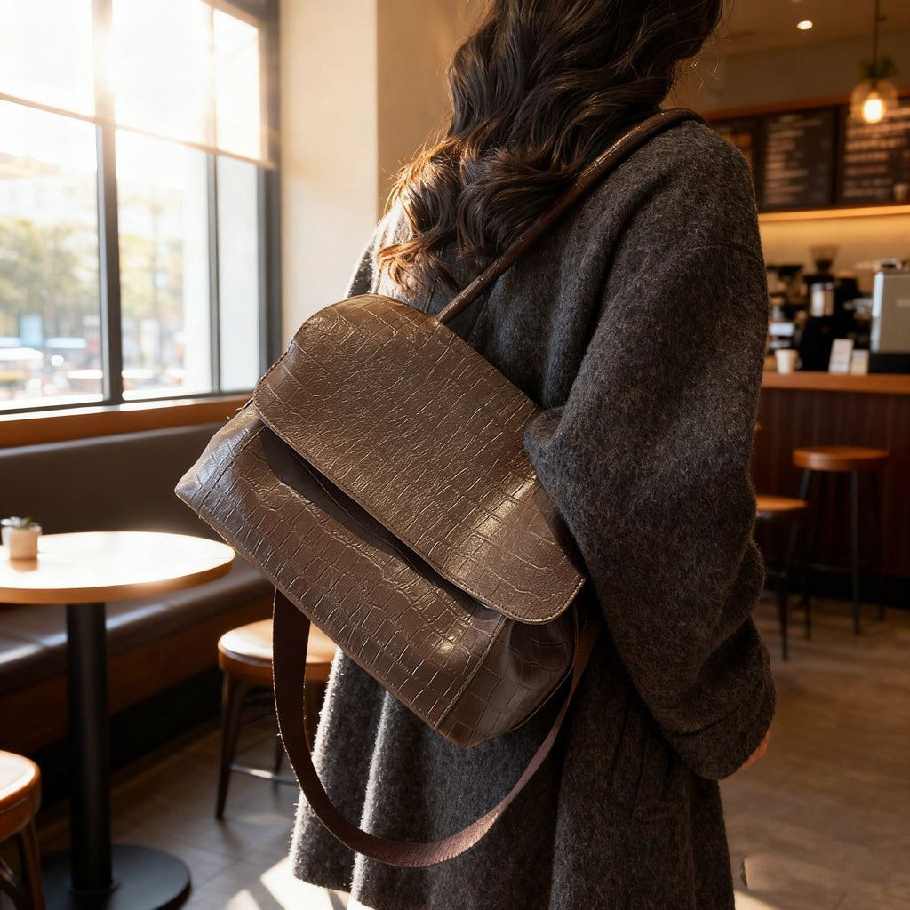 Women's shoulder bag in elegant crocodile look with adjustable shoulder strap-https://detail.1688.com/offer/996543631623.html-Calm Wears-Braun-nothing-Calm Wears
