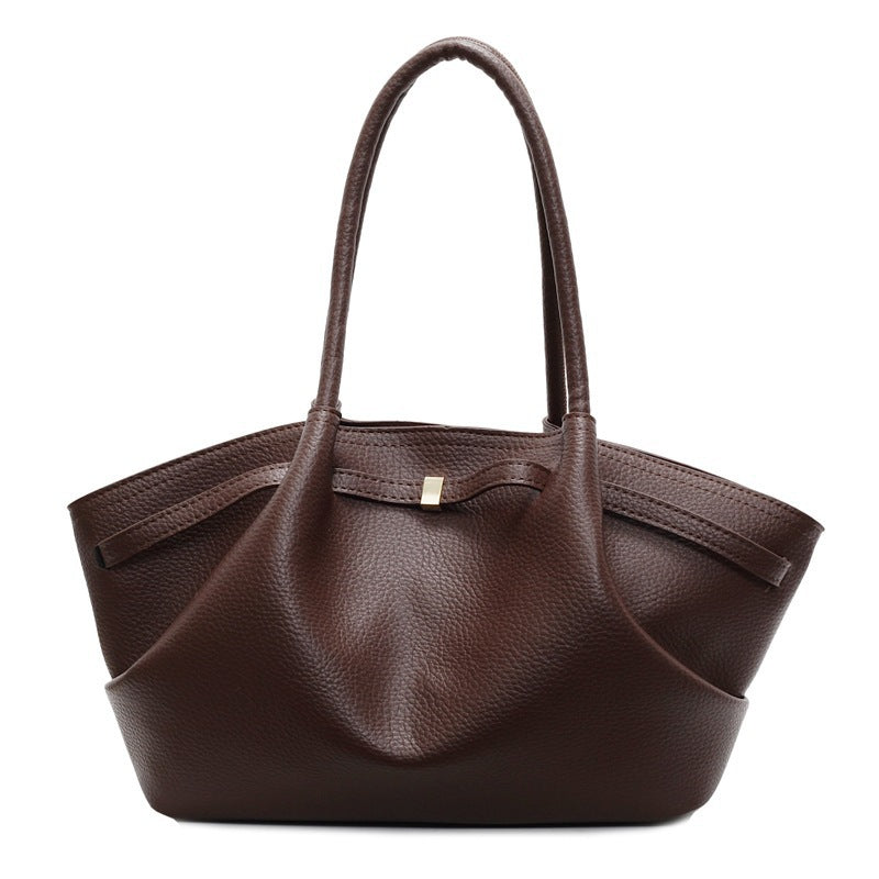 Women's tote bag with structured design-https://detail.1688.com/offer/1028146659910.html-Calm Wears-Chestnut brown-411221-Calm Wears