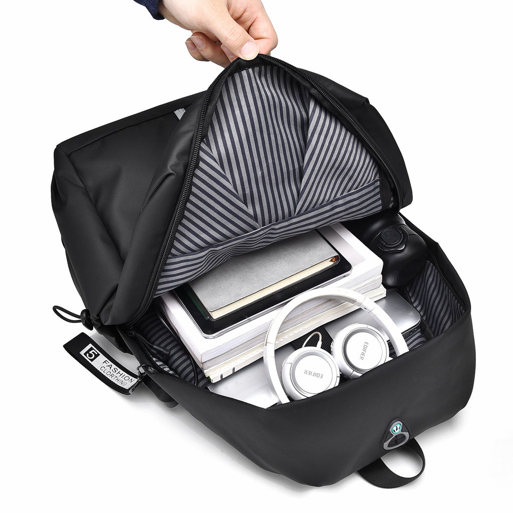 Functional backpack with ergonomic design and zippered compartments