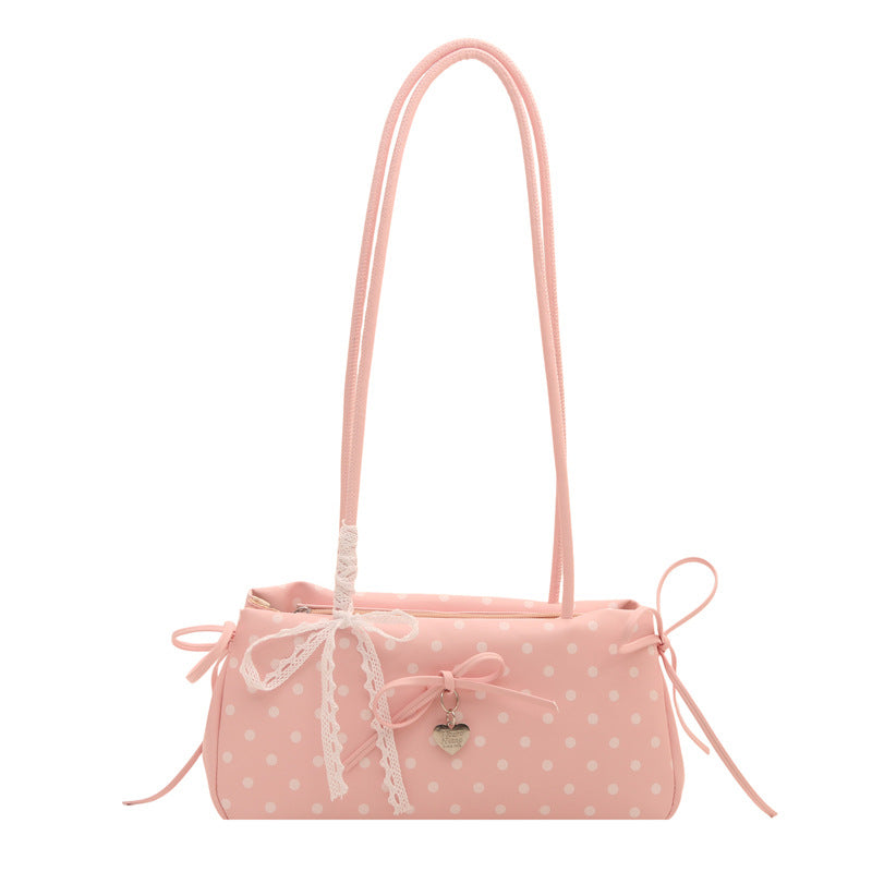 WoCharming Polka Dot Bow Detail Handbag