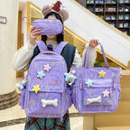Cute Quilted School Backpack and Tote Set