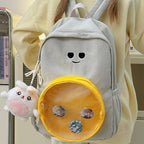 Backpack with Transparent Viewing Window and Animal Pendant