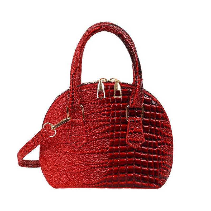 Crocodile-Embossed Mini Satchel Bag