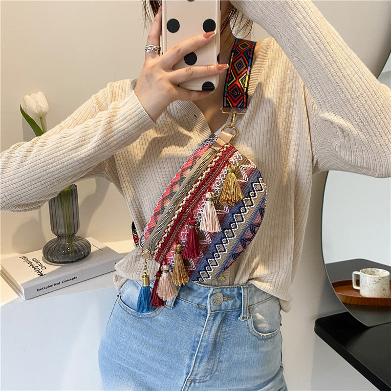 Colorful Embroidered Crossbody Bag