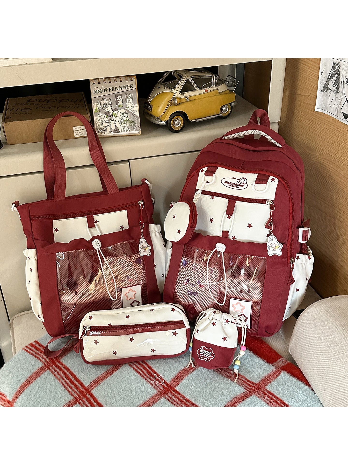 Plush School Backpack Set-https://detail.1688.com/offer/1008360806782.html-Calm Wears-Red-Calm Wears