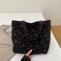 Playful Strawberry Print Corduroy Tote Bag
