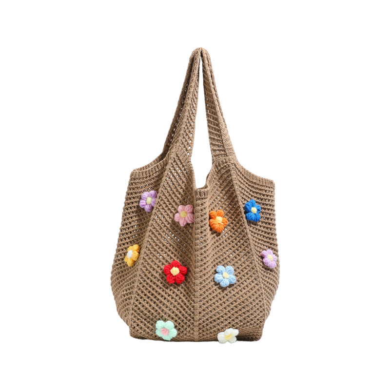 Floral Patterned Crochet Tote Bag