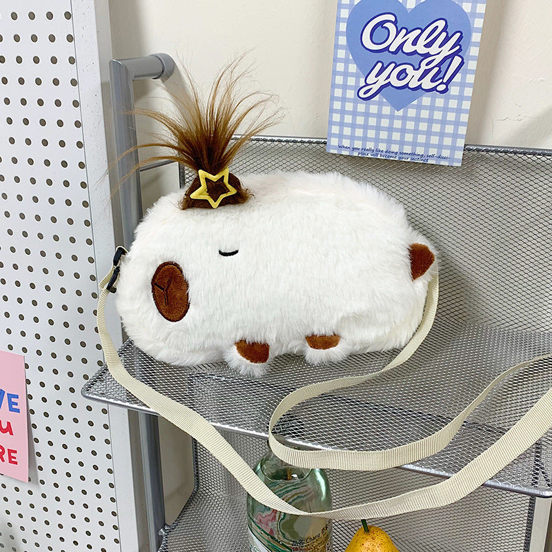 Plush Shoulder Bag with Cute Animal Design