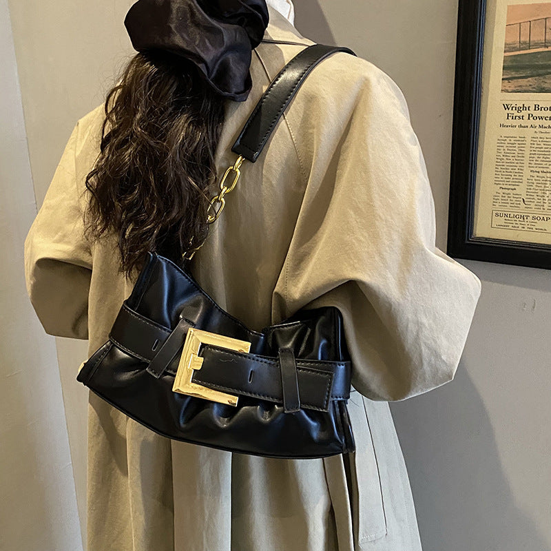 Women's crossbody bag with elegant chain accent and soft upper material-https://detail.1688.com/offer/989331176390.html-Calm Wears-Black-nothing-Calm Wears