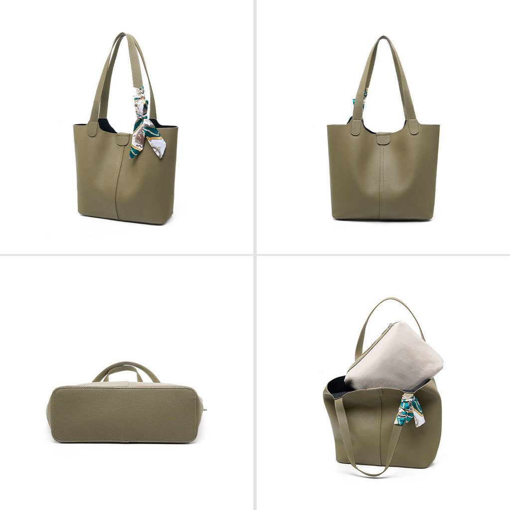 Women’s fashionable tote bag with detachable bow accessory-https://detail.1688.com/offer/972645453377.html-Calm Wears-Cookie-30-Calm Wears