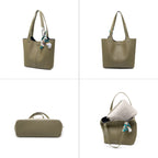 Women’s fashionable tote bag with detachable bow accessory-https://detail.1688.com/offer/972645453377.html-Calm Wears-Cookie-30-Calm Wears
