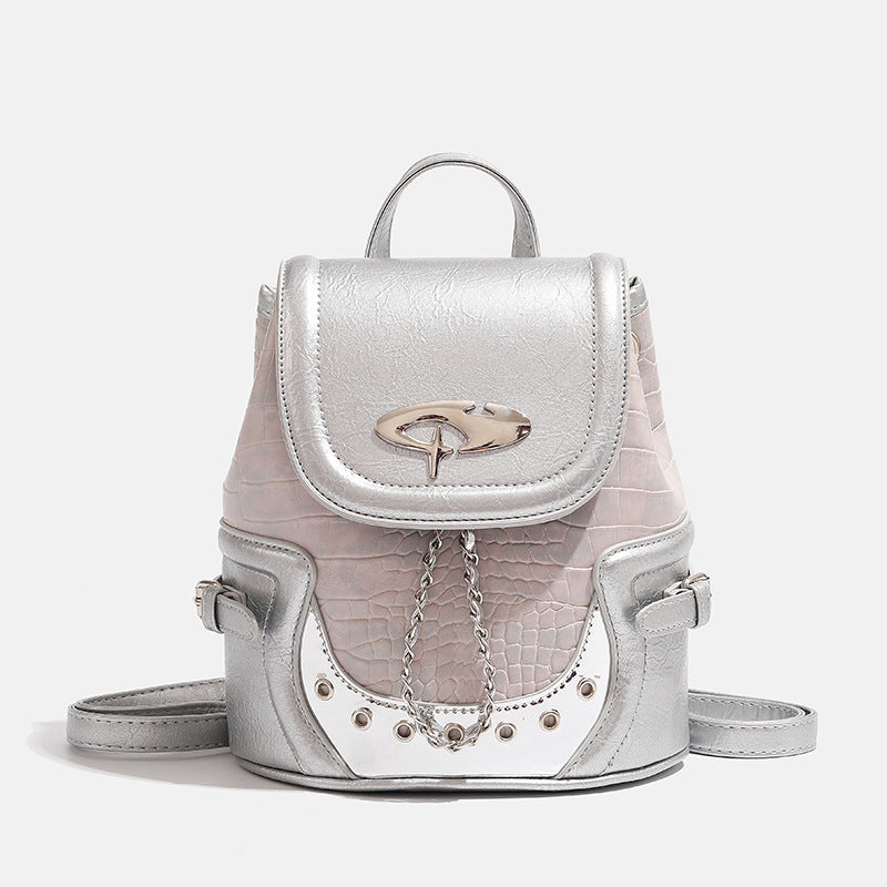 Fashionable Crocodile-Embossed Mini Backpack