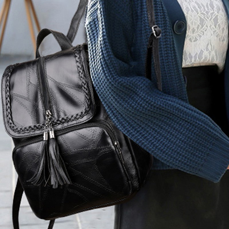 Chic Textured Leather Backpack Calm Wears