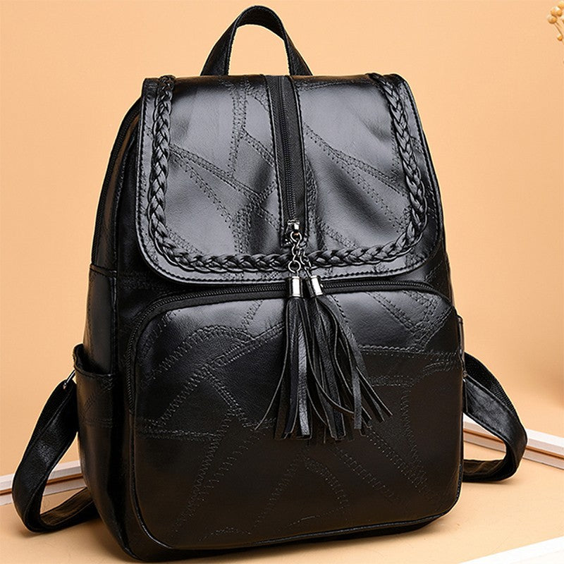 Chic Textured Leather Backpack Calm Wears