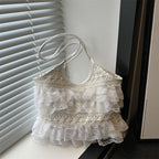 Ruffled Lace Crop Top