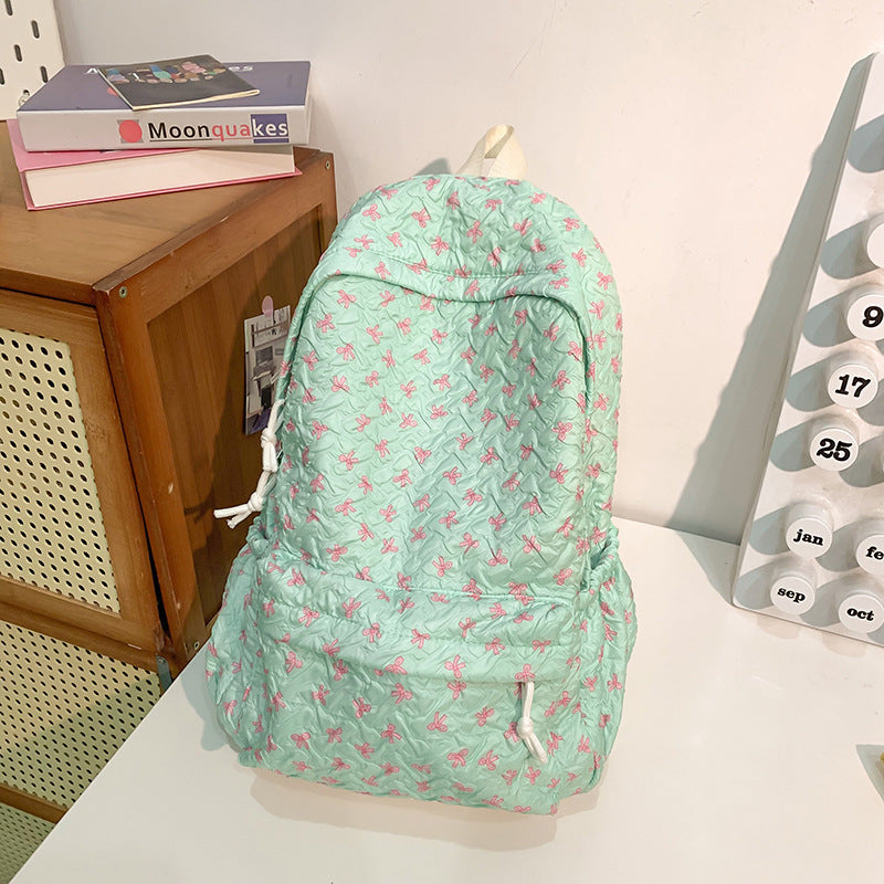 Quilted Floral Patterned Backpack