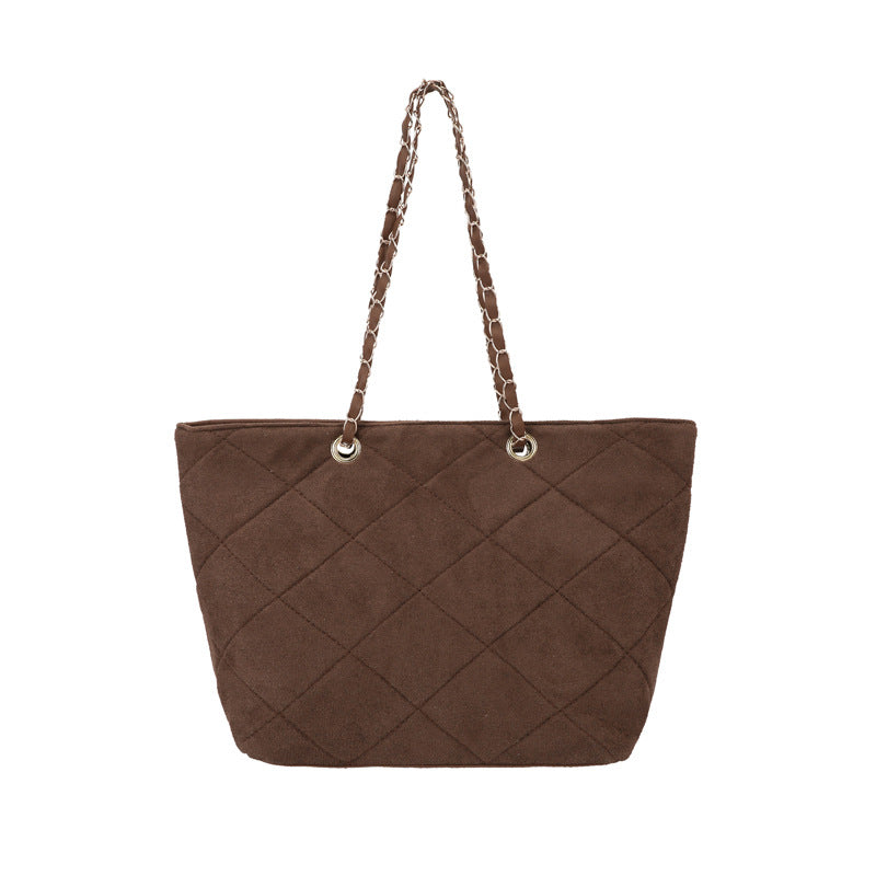 WoQuilted Suede Shopping Tote