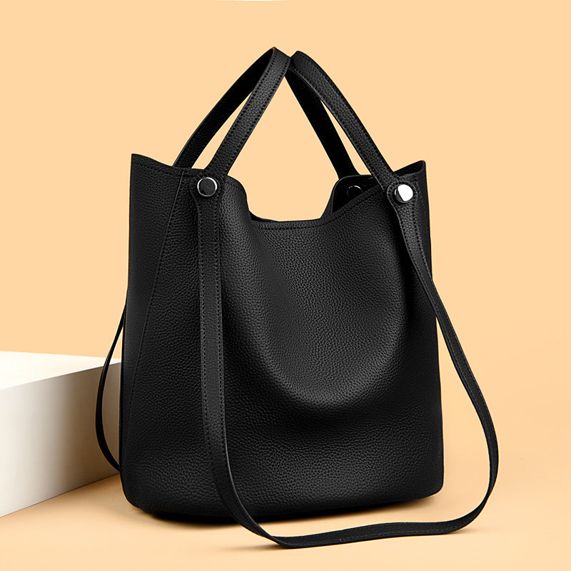 Casual Leather Bucket Bag