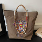 Women's casual tote bag with colorful elephant motif-https://detail.1688.com/offer/1016481794409.html-Calm Wears-Blue-S-Calm Wears