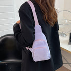 WoMulti-Compartment Corduroy Sling Bag